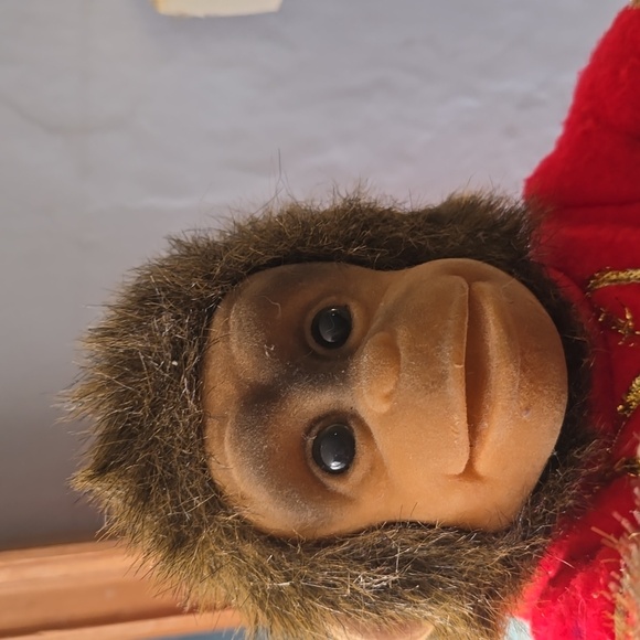 Vintage 90s Hosung Coco Chimp Monkey Hand Puppet Plush Red Band Shirt Squeaky - Picture 4 of 6